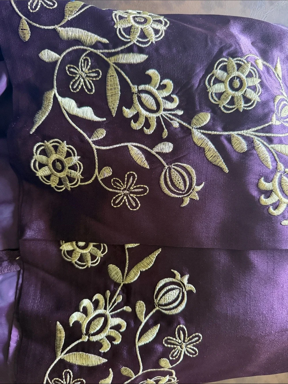 Chasing Fireflies Purple Satin Dress with Gold Embroidery